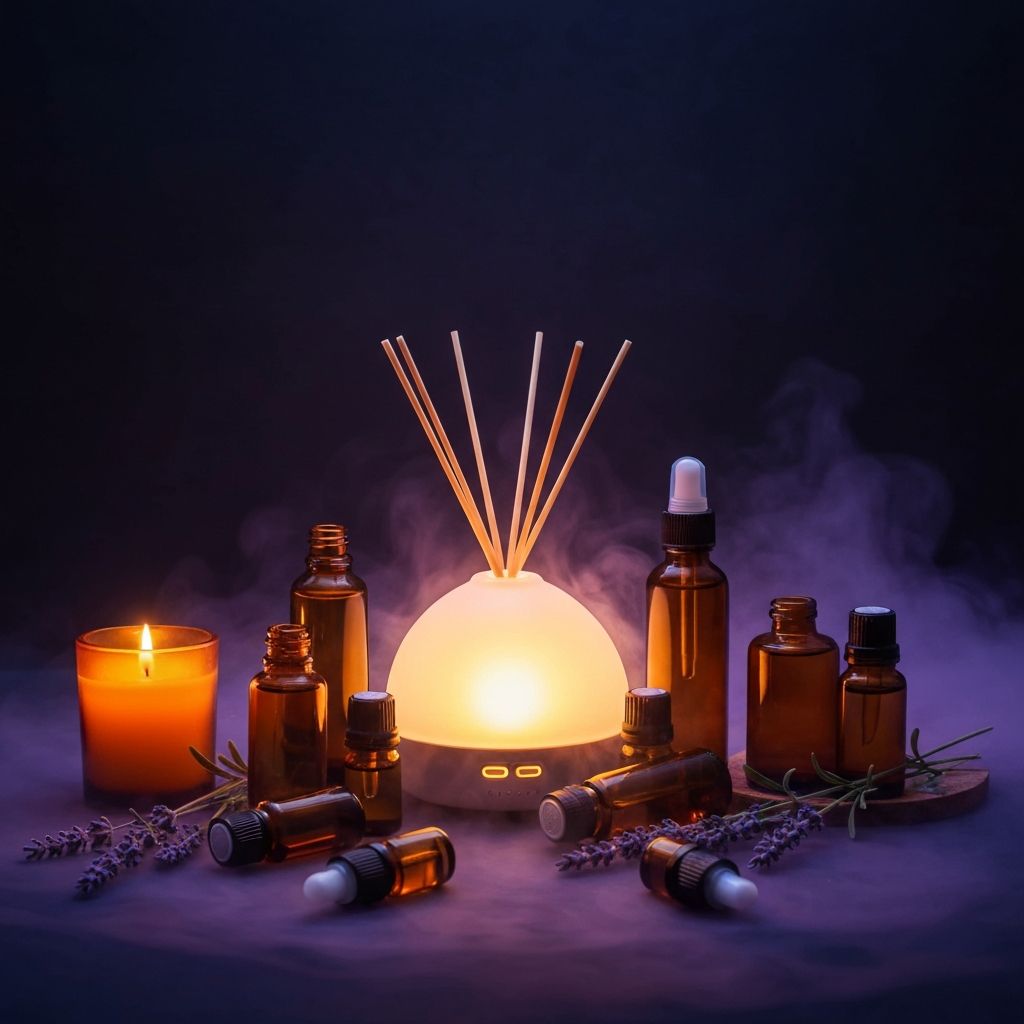 Elegant aromatherapy diffuser with essential oils and lavender